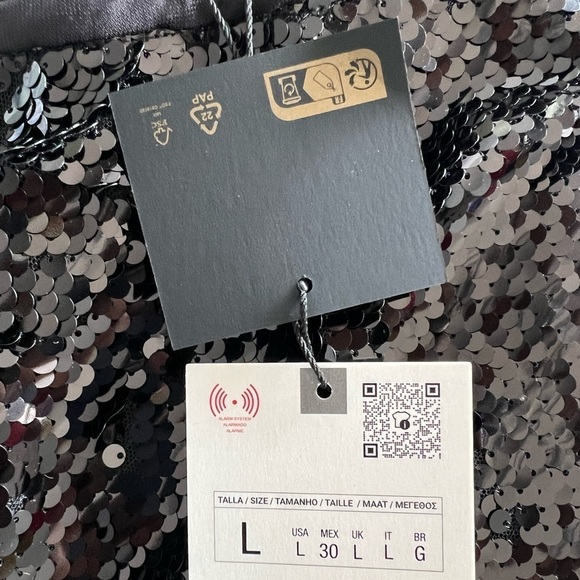 ZARA SEQUIN MIDI SKIRT BLACK - Picture 5 of 13